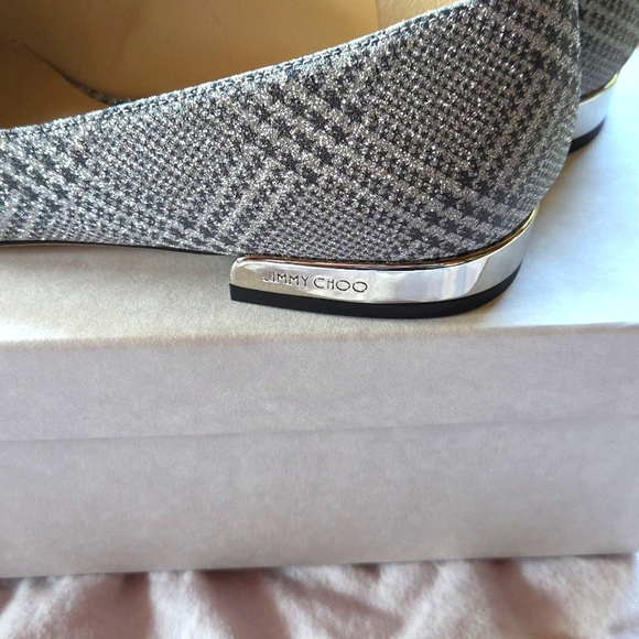 Jimmy Choo Glittering Silver Flats - Picture 2 of 9
